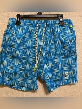 Psycho Bunny Blue Wave Men's Swim Trunks XS
